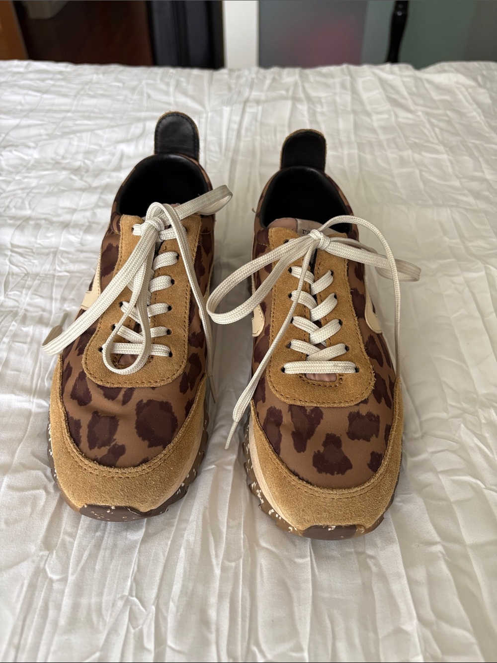 rag & bone Leopard Print Suede Accent Sneakers in Brown and Tan